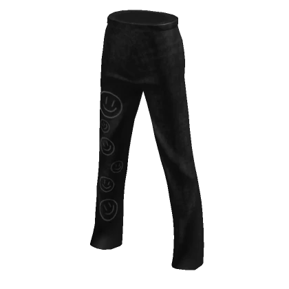 High Waist Black Jeans With Printed Smiley