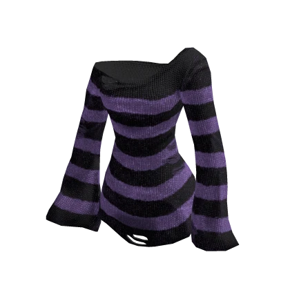 Black & Purple Striped Baggy Emo Sweater 🫐