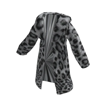 Grey Leopard Pattern Fur Coat