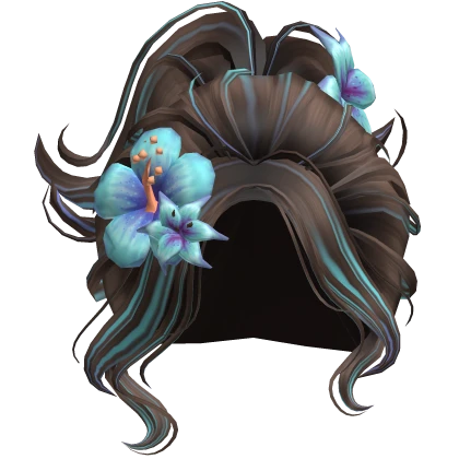 ♡ Preppy Summer Swirl Updo w/ Blue Flowers (Brown)