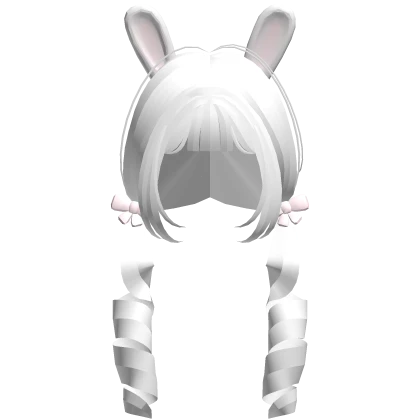 ♡ cutecore dolly bunny ears pigtails in white