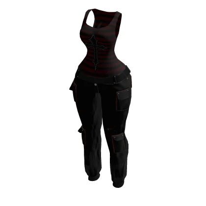 Red and Black Outfit