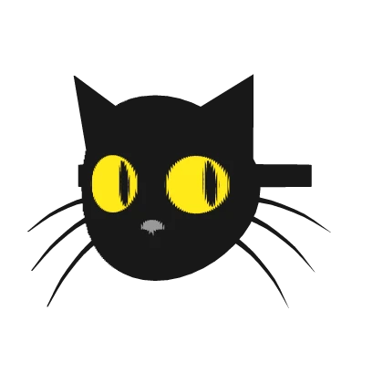 Animated Black Cat Mask w/ Yellow Following Eyes