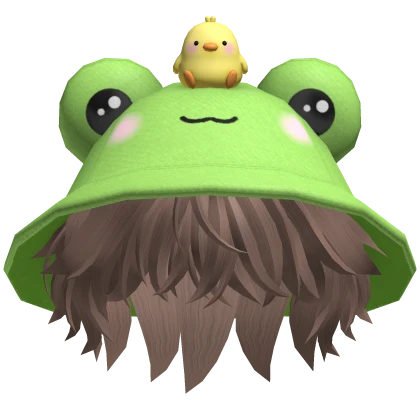 Frog Hat with Little Duck Messy Hair 🐸🐣