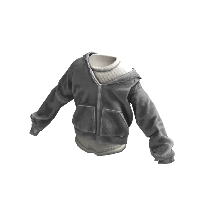 ardor* - open zip hoodie w/shirt (grey)