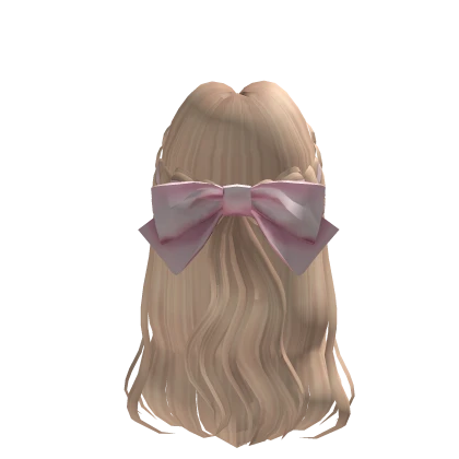 Blonde Hair With Pink Ribbon