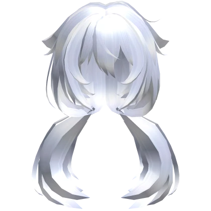 Low Twintails Hair Droopy Cat Ears- White Platinum