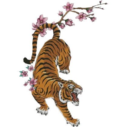 Maximalist Tiger With Flowers V1