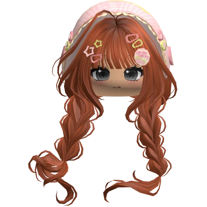 Ginger Igari Hair w/ Cute Face & Pink Green Bonnet