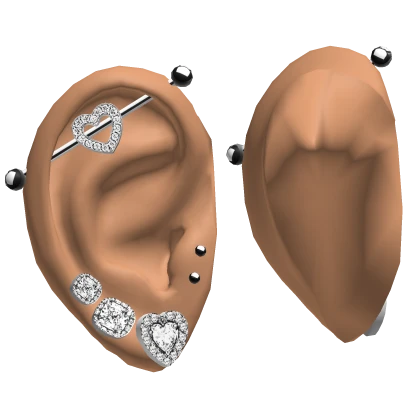 𝓢𝓢 | Ears With Diamond Heart Earrings Silver