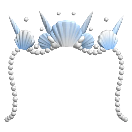 Mermaid Shell Crown w/ Pearls in Light Blue