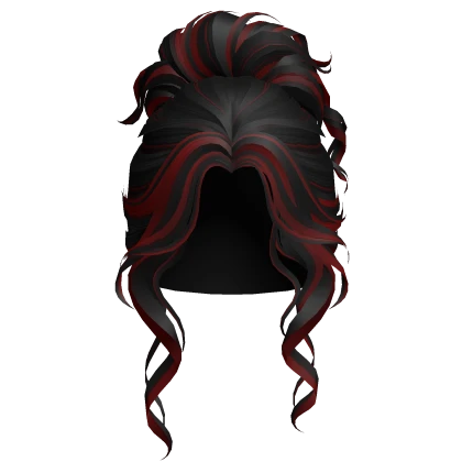 Messy Curly Bun in Black n Red