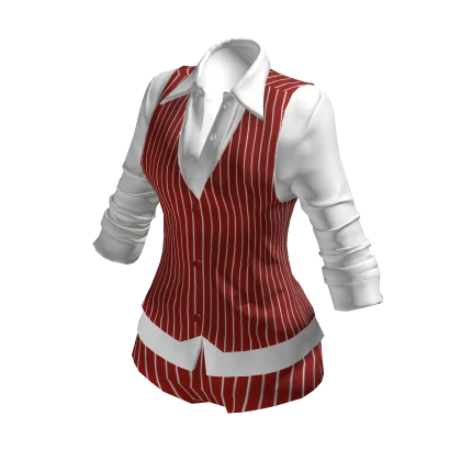 Y2K Office Siren Red Striped Suit Outfit