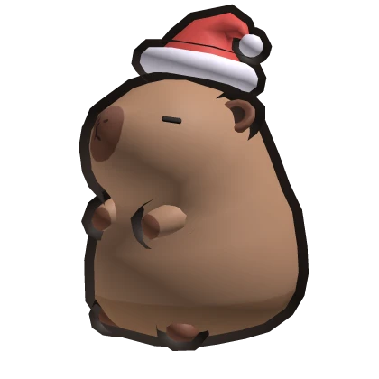 Capybara on Head with Santa Hat