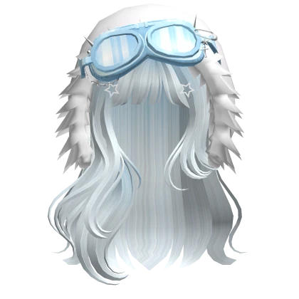long anime hair w/ Y2K Hood Goggles light blue