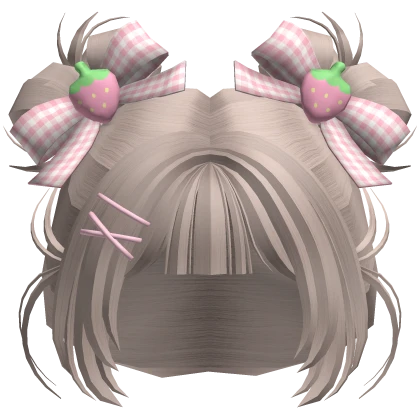 Strawberry Ribbon Pigtail Bun Hair 🍓