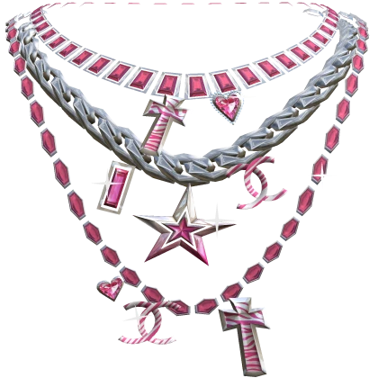 Layered Silver Y2K Pink Necklace 2000s Mcbling 