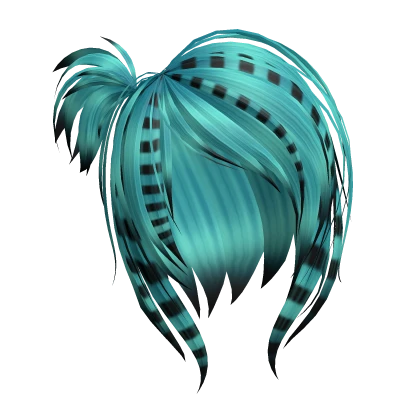 Teal & Black Scene Mini Ponytail Hair