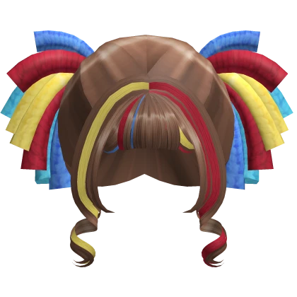 circus clown red yellow blue primary yarn pigtail 