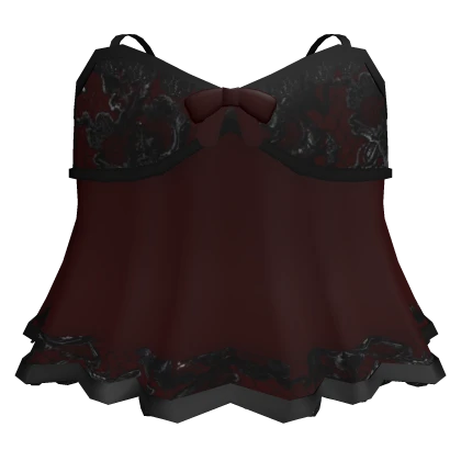 Cute Dark Red Baby Doll Black Lace Bow Short Dress