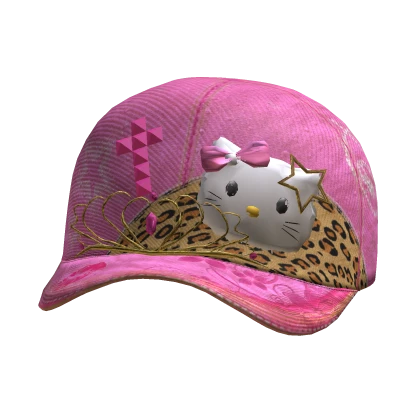 Cute Pink 2000s Leopard Kitty Cap McBling Gyaru 