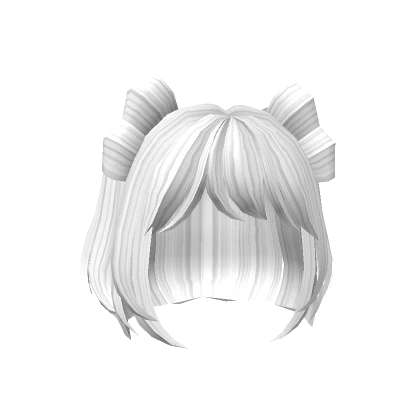 White Short Hair with Bow Pigtails