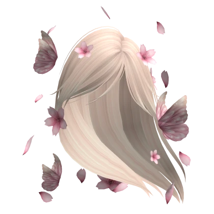 Soft Windy Hair Pale Blonde w/ Pink Flowers 