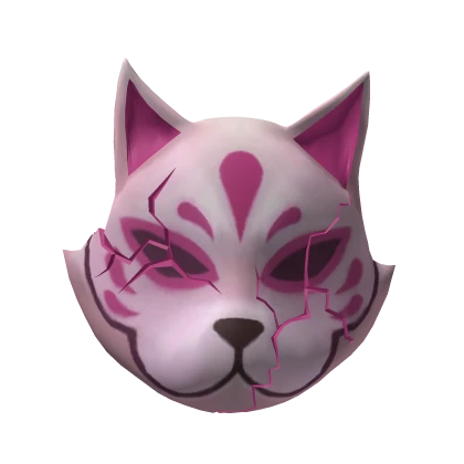 Pink Broken Kitsune Mask