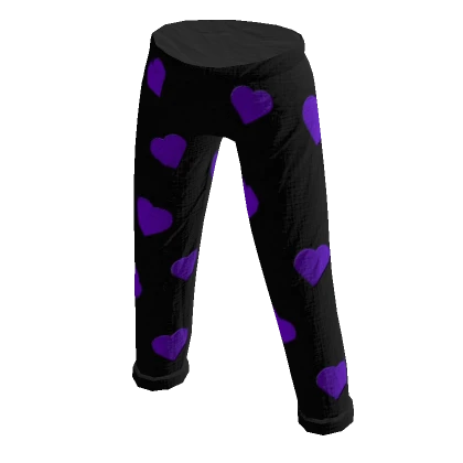 Black Pajama Pants with Purple Hearts