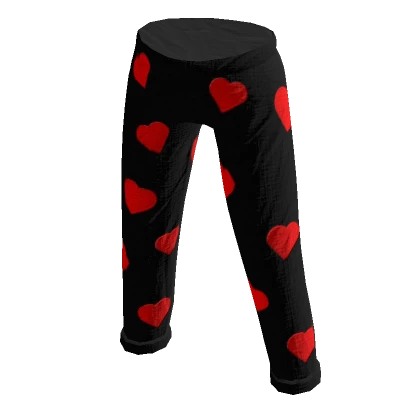 Black Pajama Pants with Red Hearts