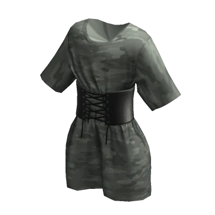 Corset Tied T-Shirt - Camo