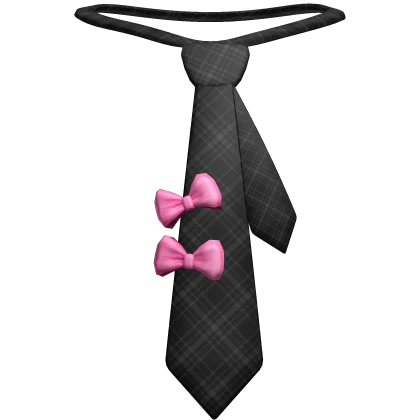 Black Gyaru Scene Tie with Pink Bows