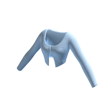 Blue Split Front Button Crop Top