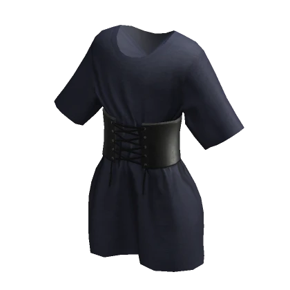 Corset Tied T-Shirt - Navy