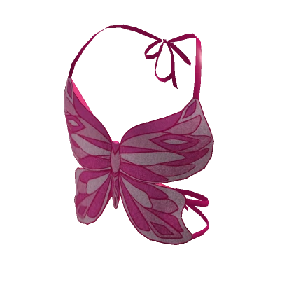 Y2K Butterfly Fantasy Top Hot Pink Sequin