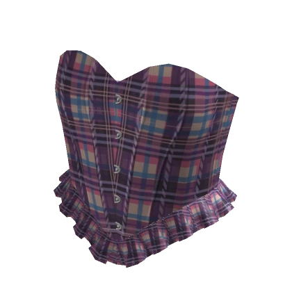 Ruffle Corset Top Pink Purple Plaid