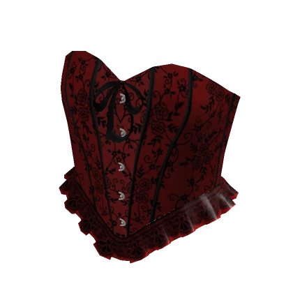 Ruffle Lace Corset Top Red Black