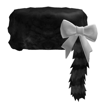 Black Ushanka Raccoon Tail with White Bow
