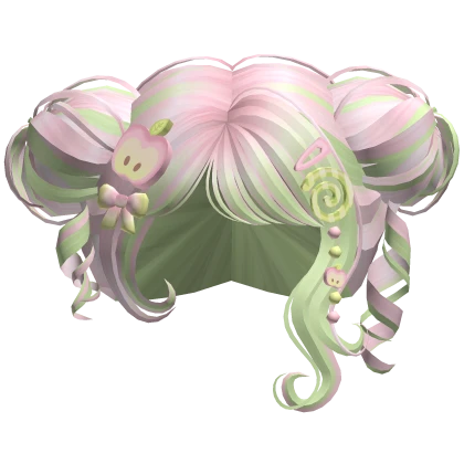 ♡ Igari Apple Cute Curled Buns (Pink and Green)