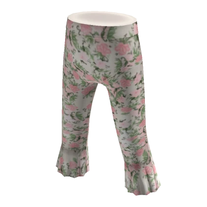 Highwaist Flare Capris - White & Floral