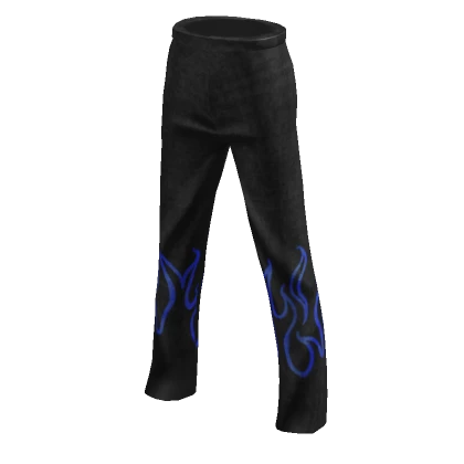 High Waist Black Jeans with Blue flame