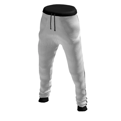 Casual Joggers White w/Black Stripe 