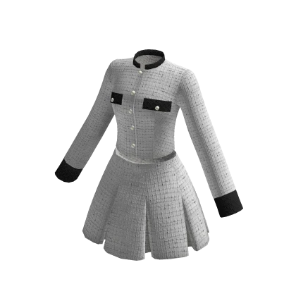 Vintage White Blazer Crop w Pleated Skirt