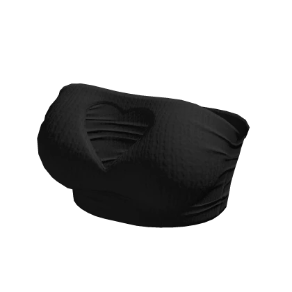 Valentine Knit Heart Tube Top Cutout in Black