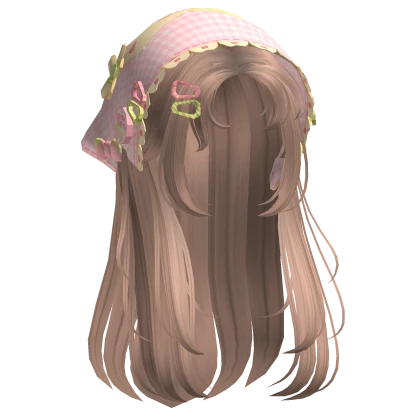 Milktea Wispy Hair W/ Mori Kei Pink & Green Bonnet