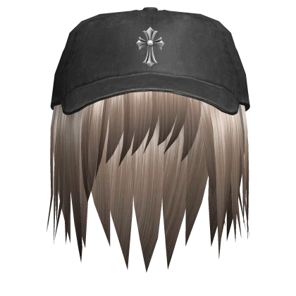 Blonde Vkei Emo Anime Hair with Chrome Hat
