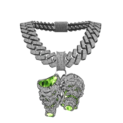 4.0 boy green 2 faced skulls silver iced out