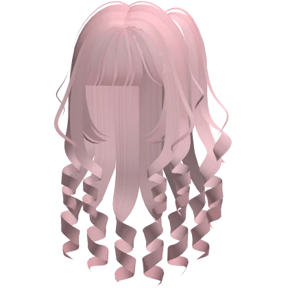 ♡ cutecore long hair twirly kawaii pink addons+