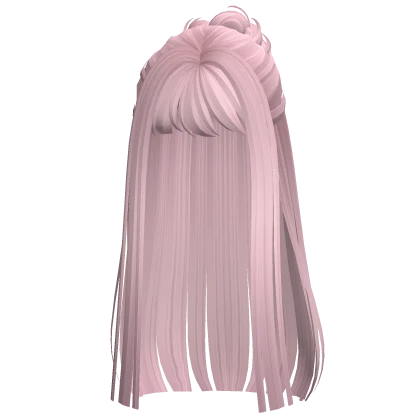 pink wispy straight half down bun