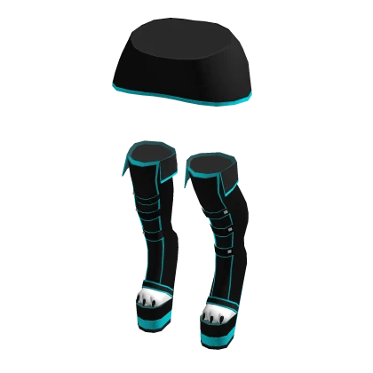 Cyan Black Cyber Paw Heel Boot Bottoms